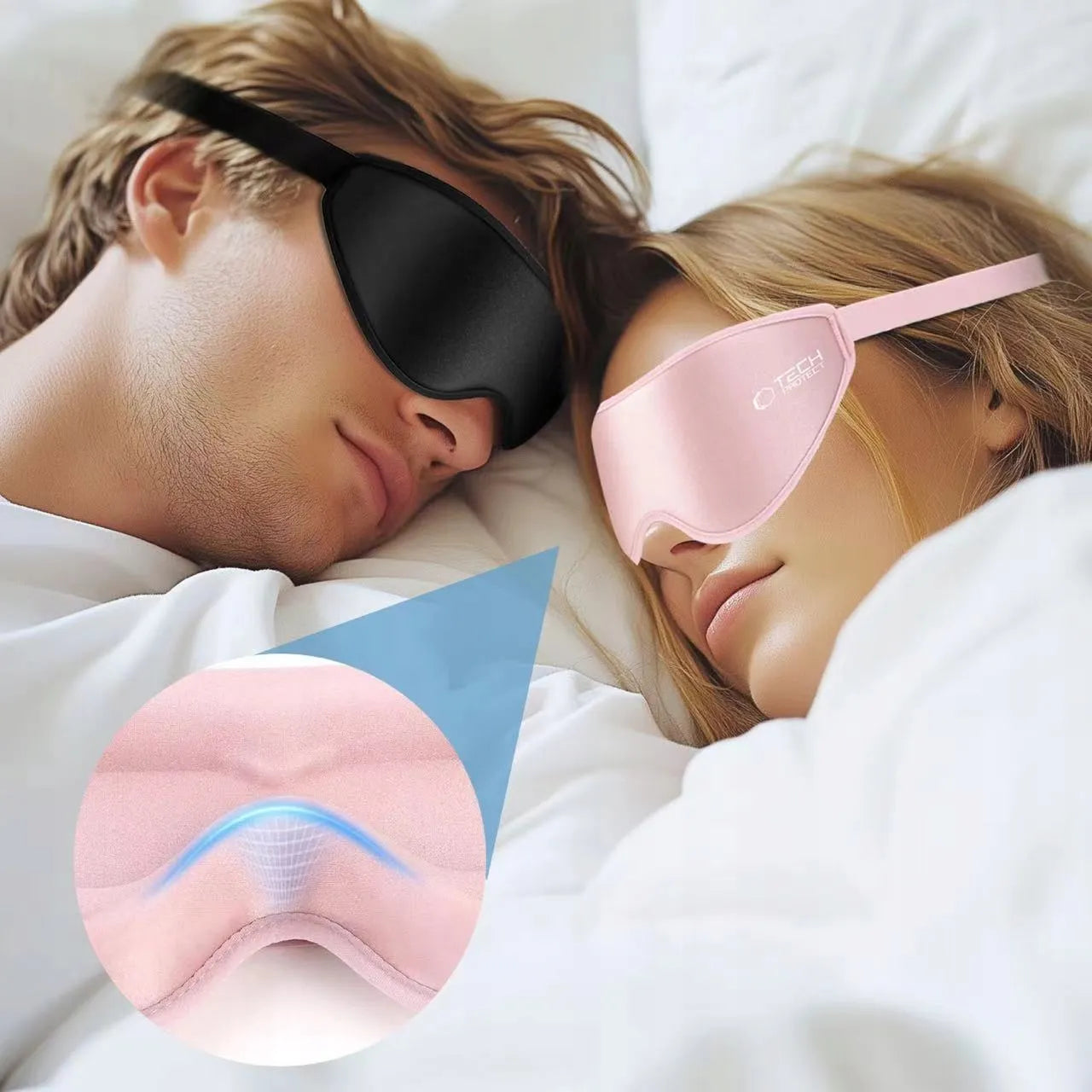Tech-Protect Sleep Mask 3D užtemdanti miego kaukė, reguliuojama, šviesiai rožinė