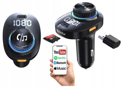 TechniSat DIGICAR 100 BT FM siųstuvas, laisvų rankų įranga Bluetooth 5.1 PD 20W