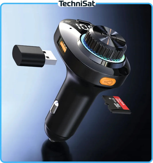 TechniSat DIGICAR 100 BT FM siųstuvas, laisvų rankų įranga Bluetooth 5.1 PD 20W