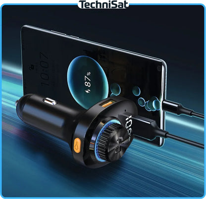 TechniSat DIGICAR 100 BT FM siųstuvas, laisvų rankų įranga Bluetooth 5.1 PD 20W