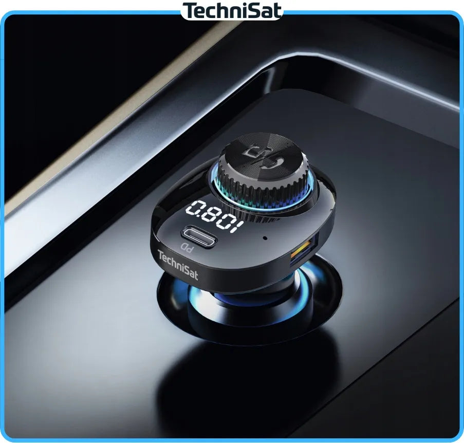 TechniSat DIGICAR 100 BT FM siųstuvas, laisvų rankų įranga Bluetooth 5.1 PD 20W