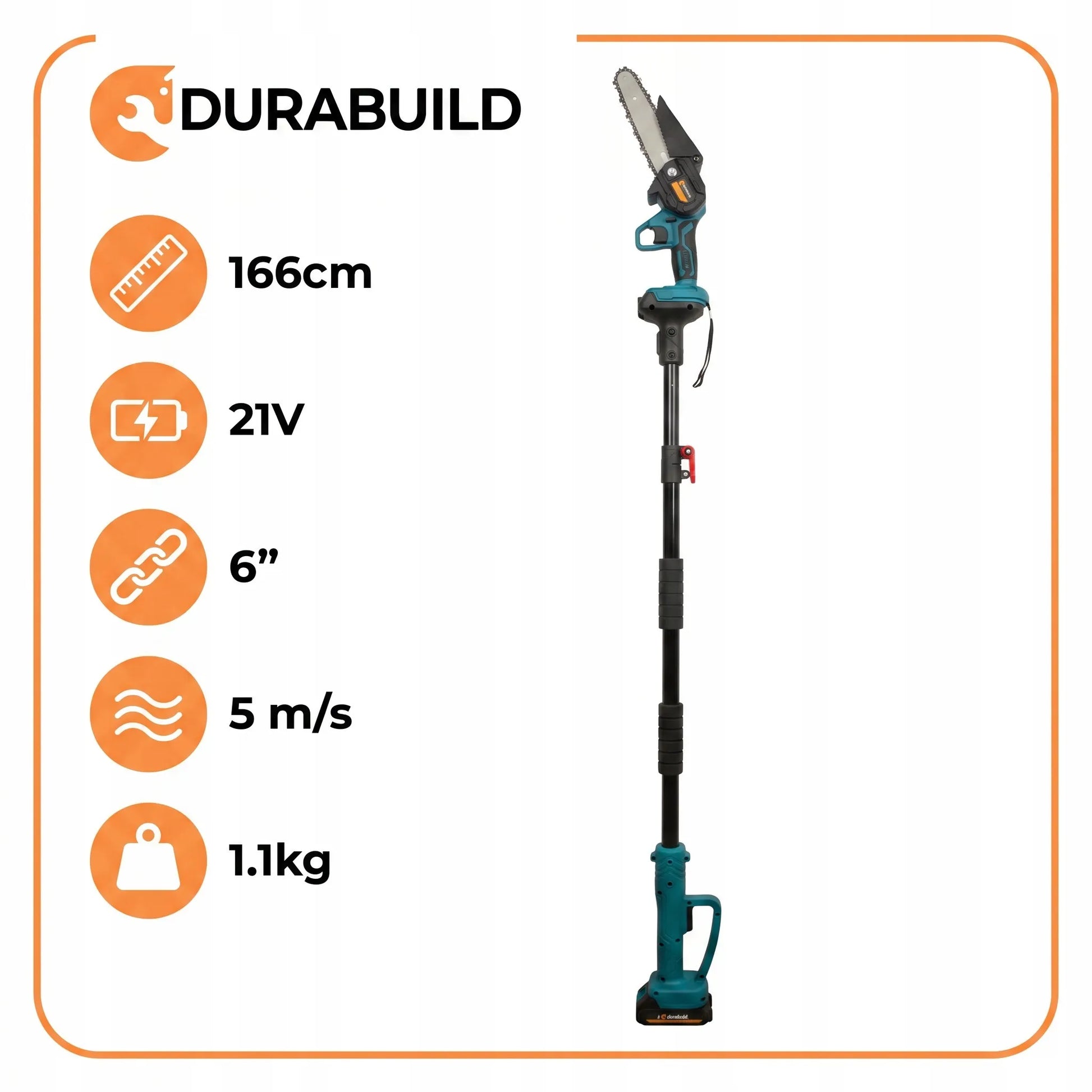 Teleskopinis pjūklo ilgintuvas Durabuild, skirtas genėtuvams, 100-170 cm