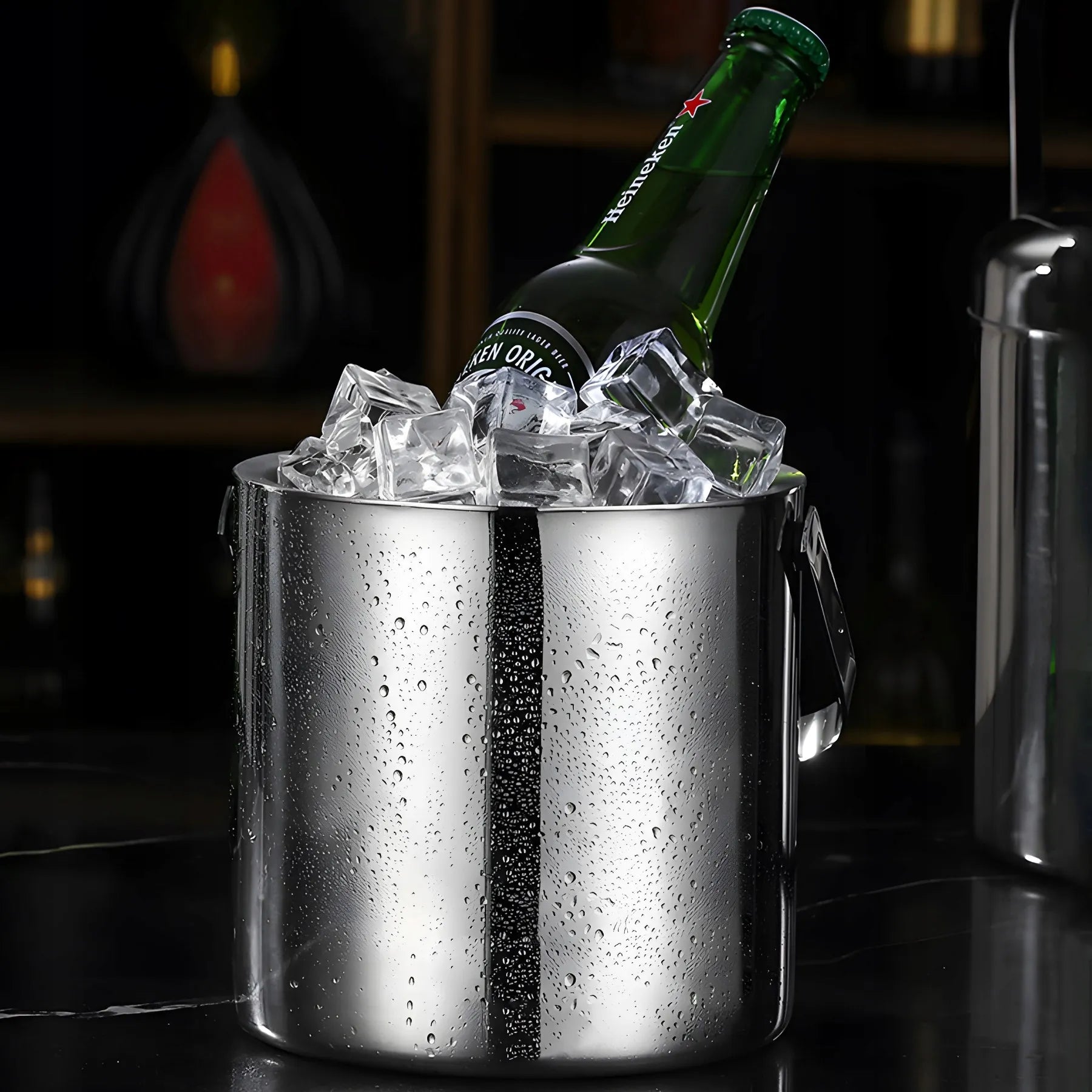 Terminis ledo kibirėlis COOLER ledukų talpykla 1,3l su dangteliu ir žnyplėmis