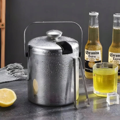 Terminis ledo kibirėlis COOLER ledukų talpykla 1,3l su dangteliu ir žnyplėmis