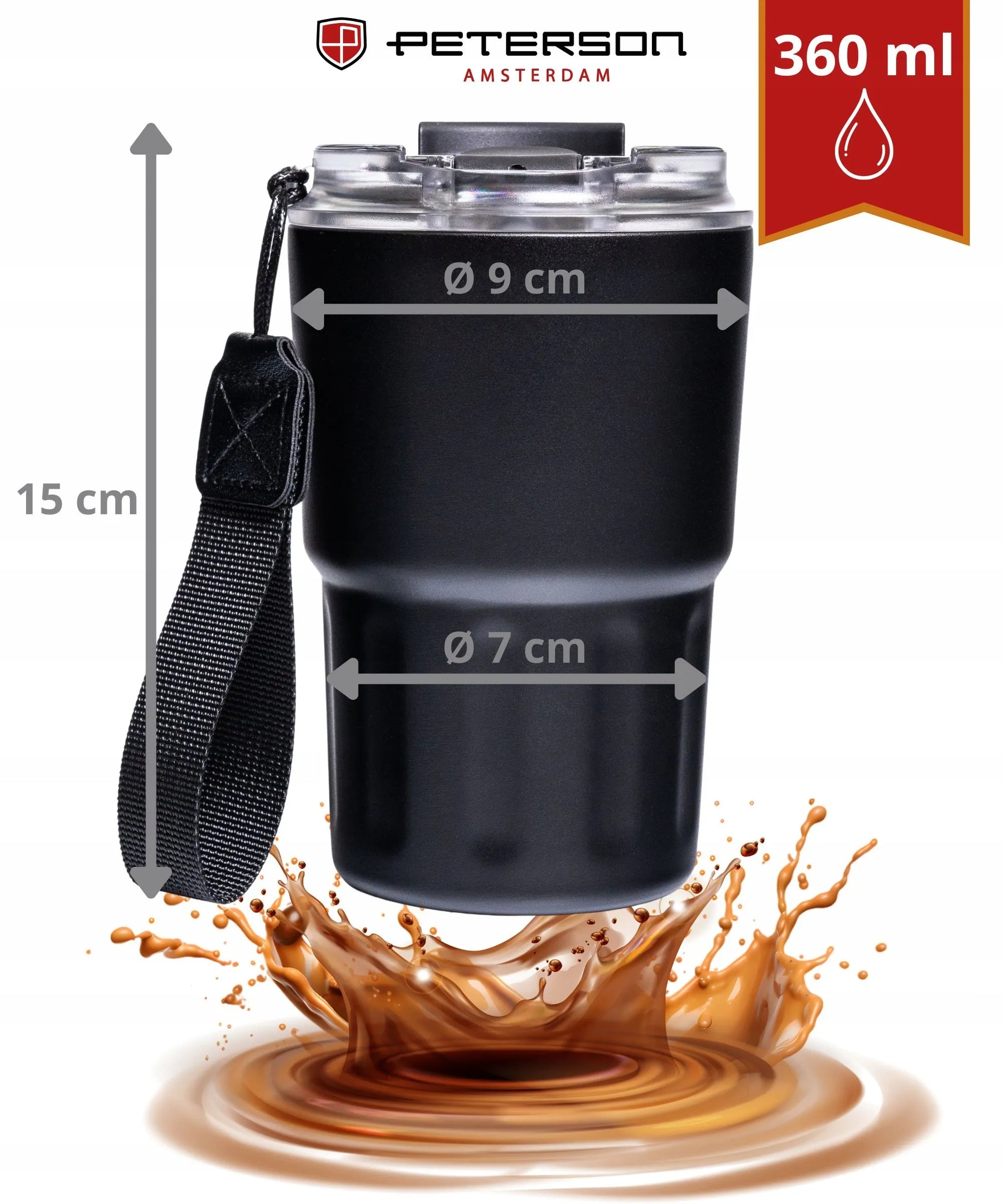 Terminis puodelis termosas karštiems ir šaltiems gėrimams sandarus 360ml Peterson