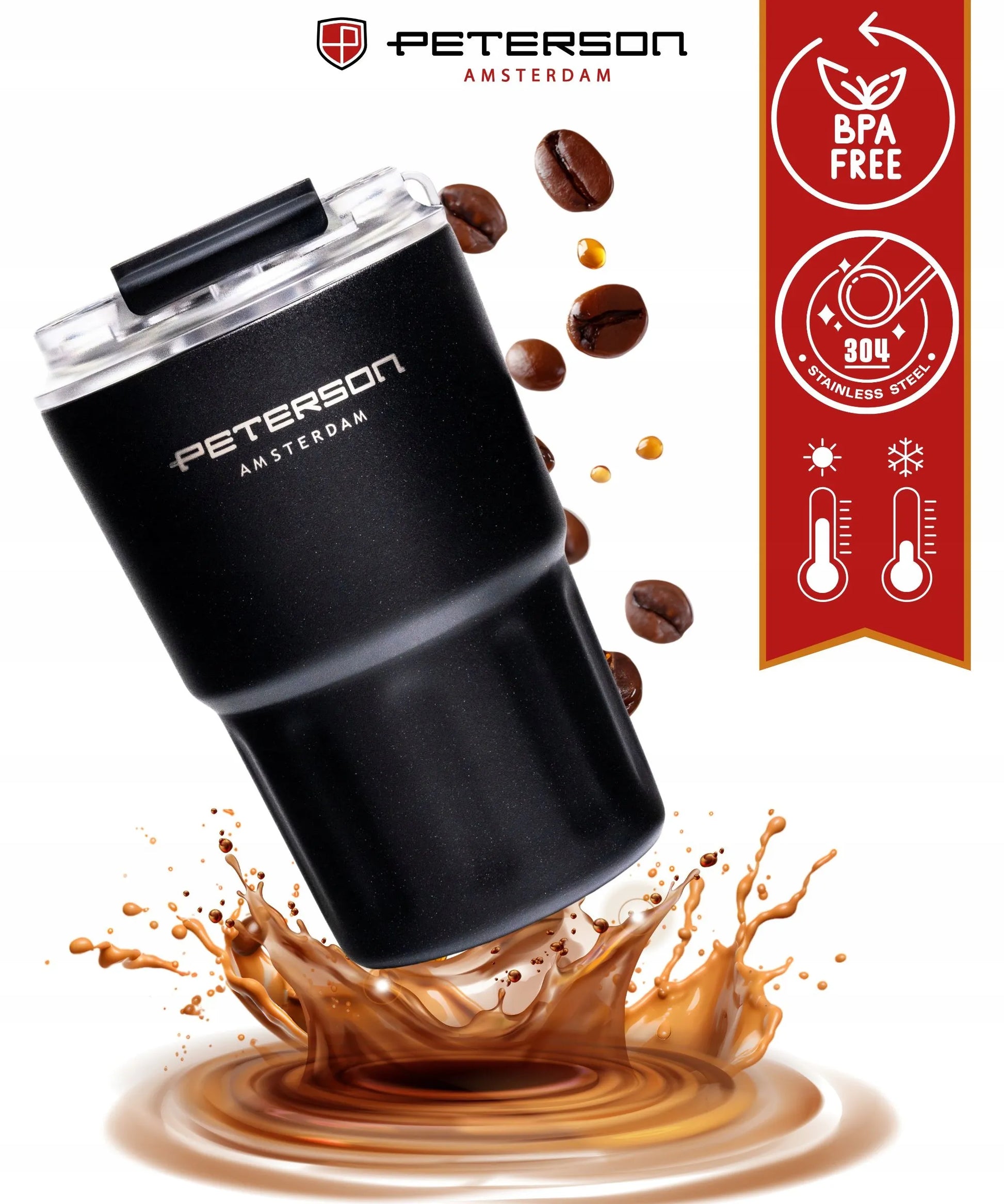 Terminis puodelis termosas karštiems ir šaltiems gėrimams sandarus 360ml Peterson