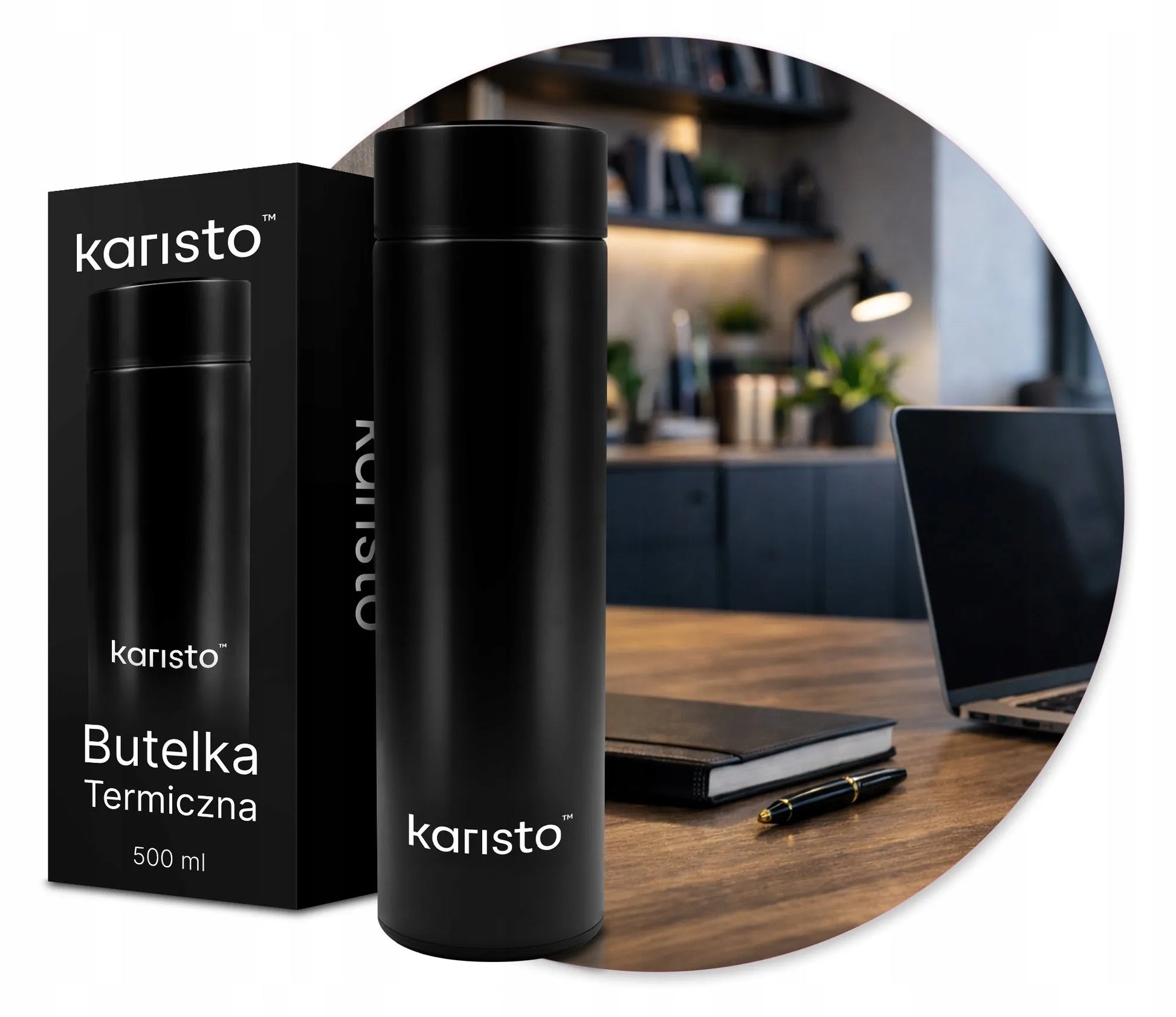 Termosas 500 ml Karisto su temperatūros ekranu, nerūdijantis plienas
