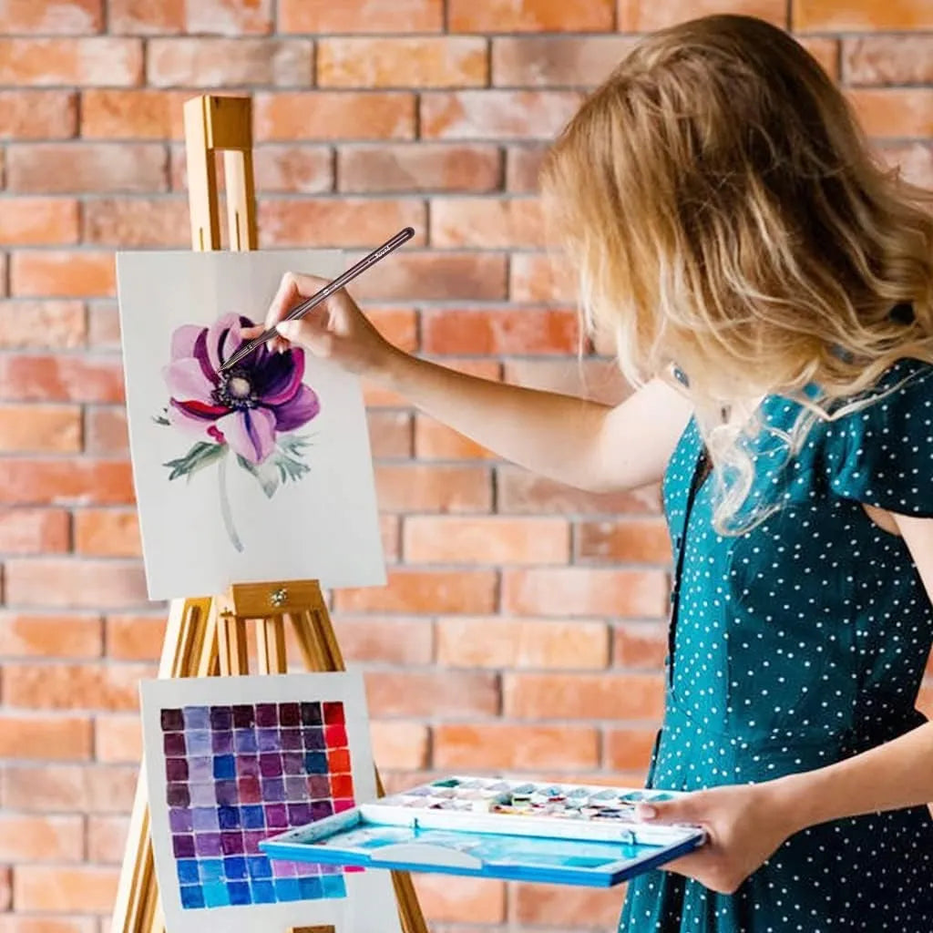 Tikslūs tapybiniai teptukai detalėms, 12 vnt. rinkinys su stovu