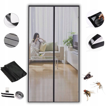 Tinklelis nuo vabzdžių balkoninėms terasinėms durims, užuolaida, didelis, juodas, 90x230 cm