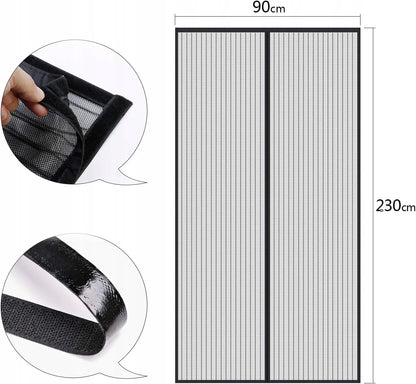 Tinklelis nuo vabzdžių balkoninėms terasinėms durims, užuolaida, didelis, juodas, 90x230 cm