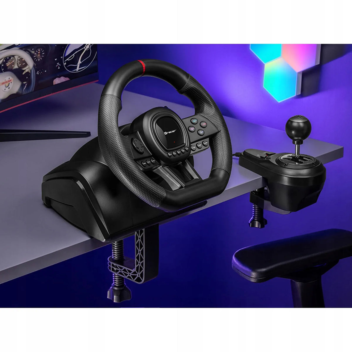 TRACER SimRacer lenktynių vairas su pedalais ir pavarų perjungimo svirtimi, skirtas PC, PS4, Xbox One