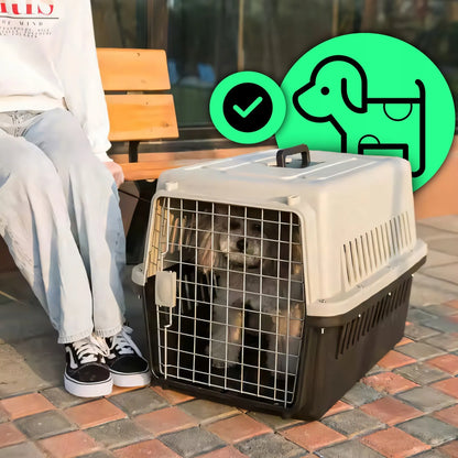 Transporteris katėms, šunims ir kitiems gyvūnams, narvas su metalinėmis durelėmis 48 × 31 × 30 cm + girdyklėlė