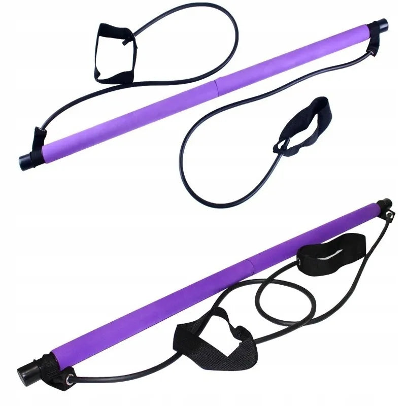 Treniruočių strypas su pasipriešinimo gumomis namų sporto salei ir lieknėjimui