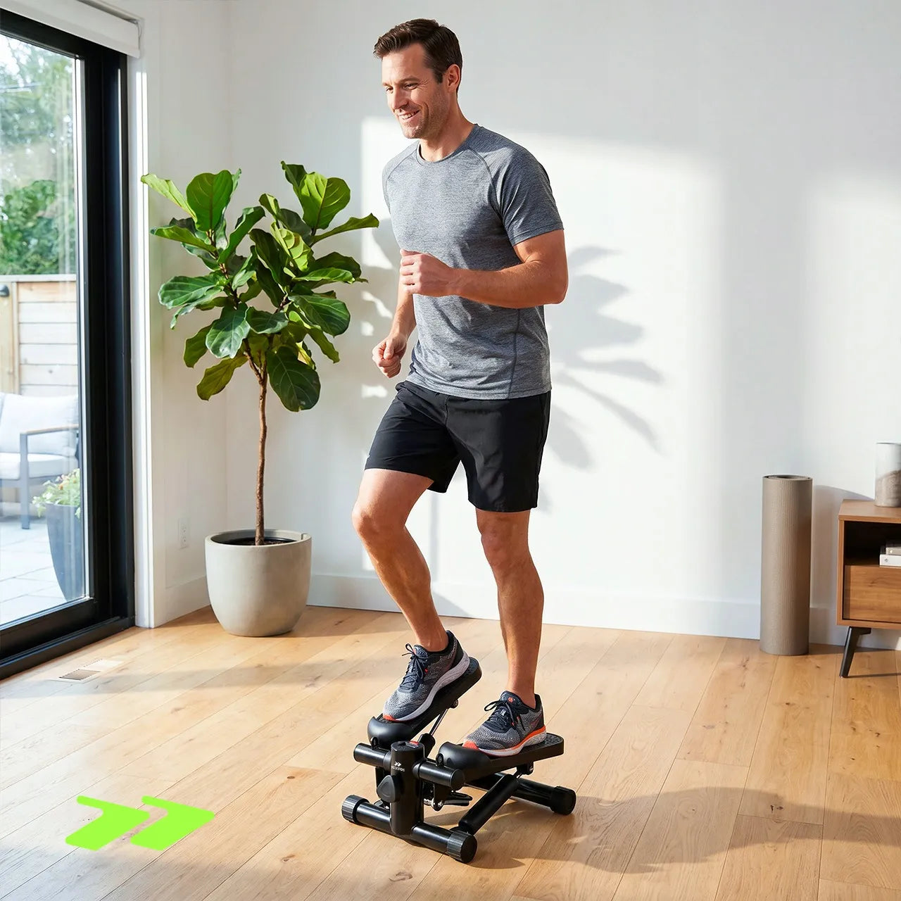 Treniruoklis steperis Scoopes BodyStep su pasipriešinimo gumomis, LCD ekranu ir kilimėliu, 100 kg