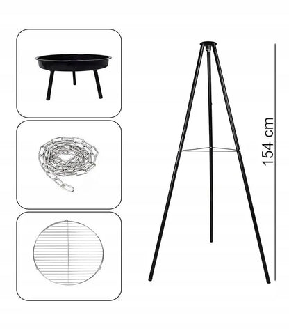 Trijkojis su grotelėmis sodo ugniakurams 50 cm 152 cm