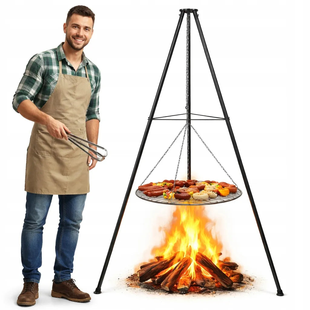 Trijkojis su grotelėmis sodo ugniakurams 50 cm 152 cm