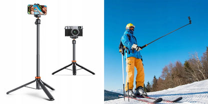 Trikojis stovas K&F Concept 2w1 Selfie Stick telefonui, kamerai, DJI, GoPro su nuotolinio valdymo pulteliu