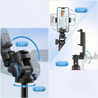 Trikojis „Ulanzi MT-78“ asmenukių lazda + išmaniojo telefono laikiklis + „Bluetooth“ nuotolinio valdymo pultelis