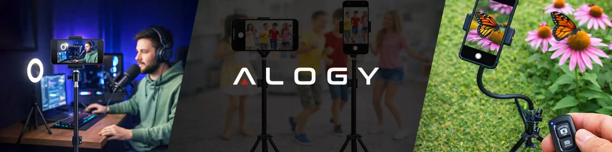 Tripod stovas telefonui su laikikliu aukštas fotografijos rinkinys
