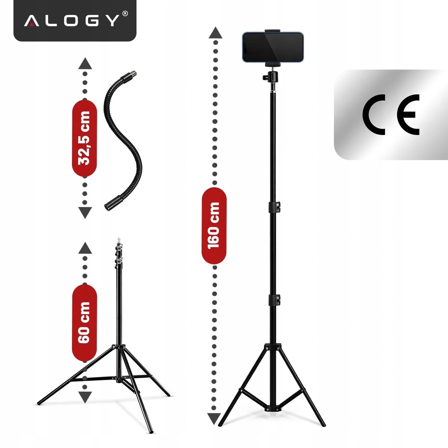 Tripod stovas telefonui su laikikliu aukštas fotografijos rinkinys