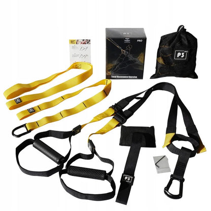 TRX pasai treniruotėms MuscleForge P3-3, pakabinami diržai su durų laikikliu