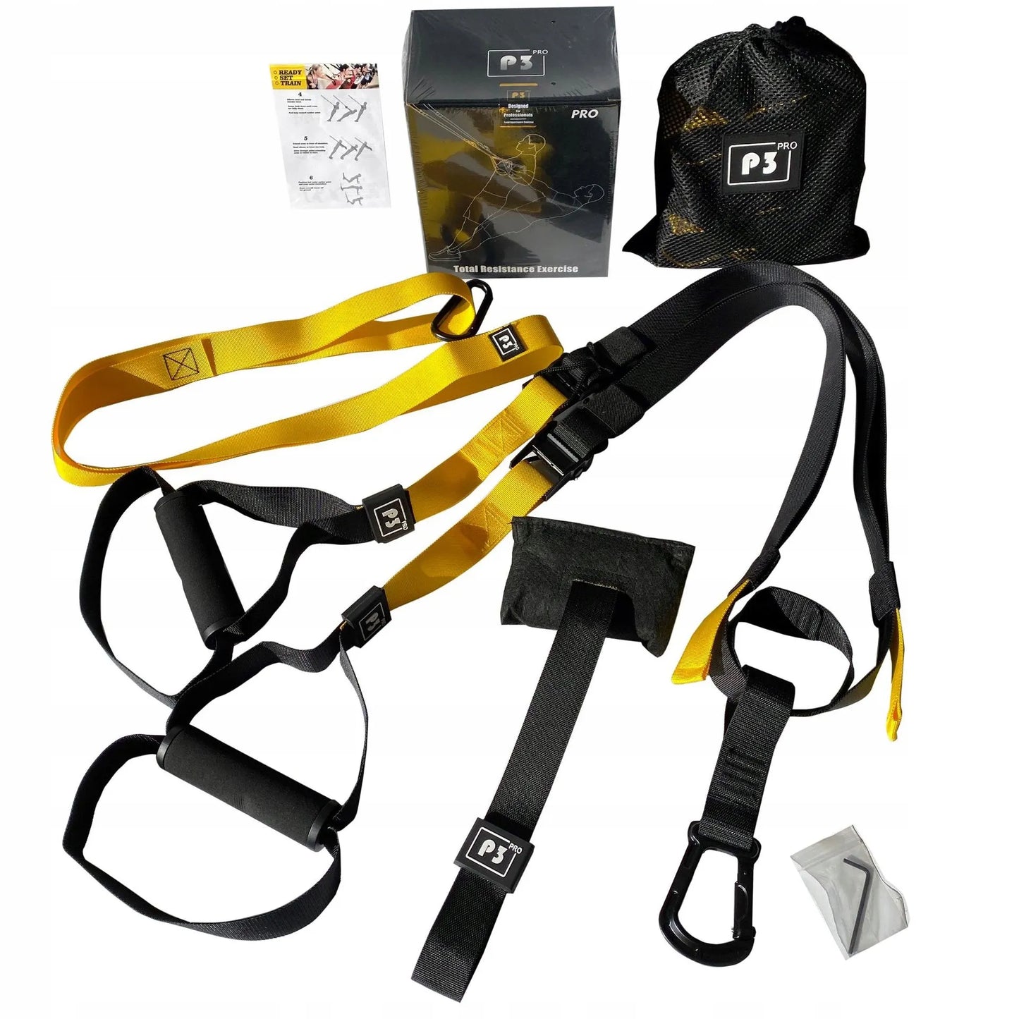 TRX pasai treniruotėms MuscleForge P3-3, pakabinami diržai su durų laikikliu