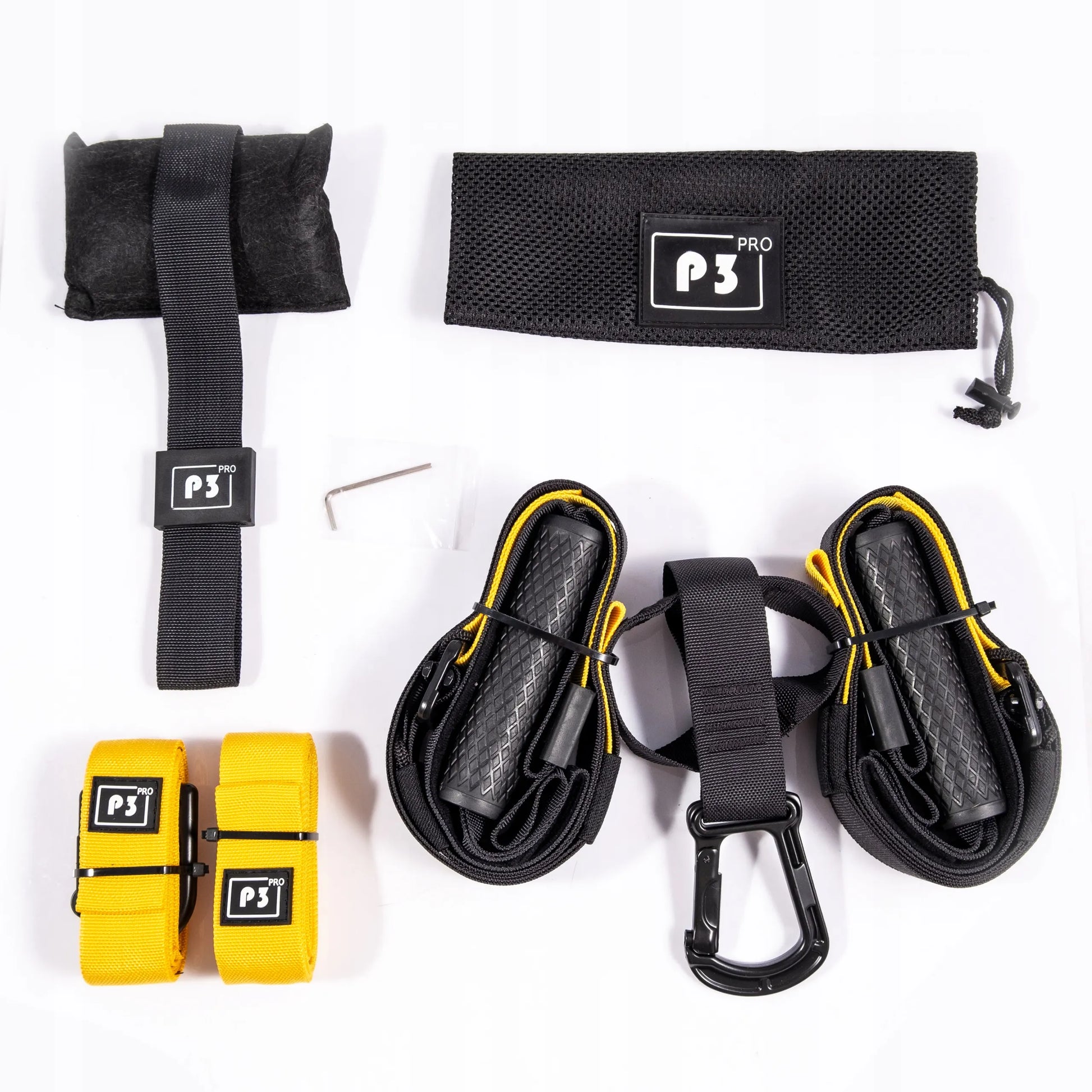 TRX pasai treniruotėms MuscleForge P3-3, pakabinami diržai su durų laikikliu