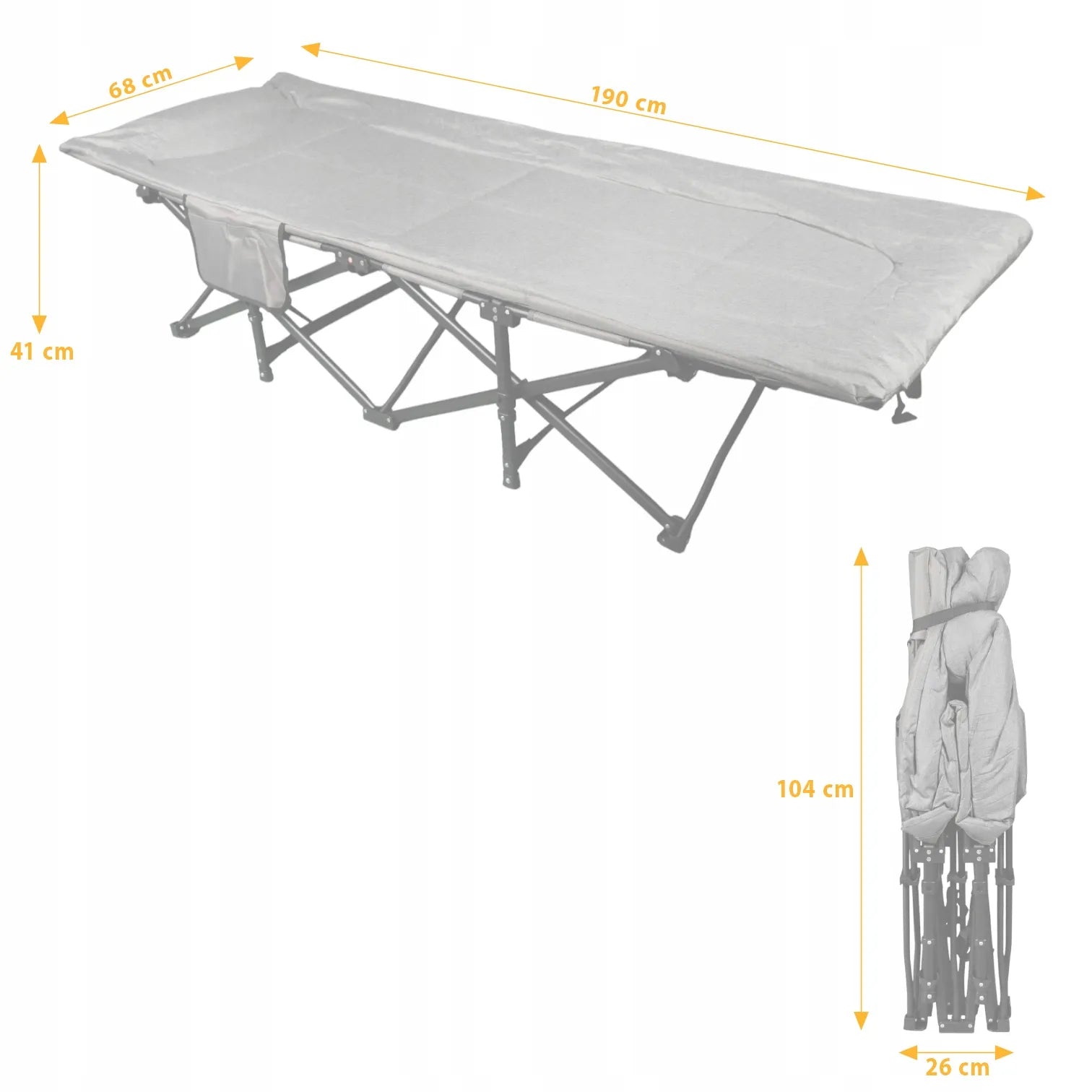Turistinė lova GOLIAT 190x68cm sulankstoma patogi lauko gultas
