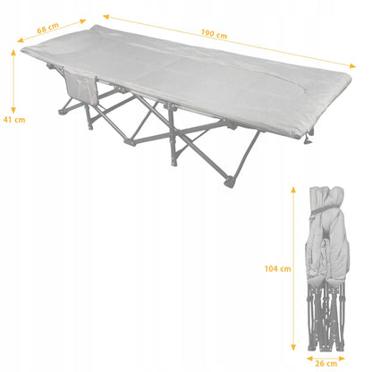 Turistinė lova GOLIAT 190x68cm sulankstoma patogi lauko gultas