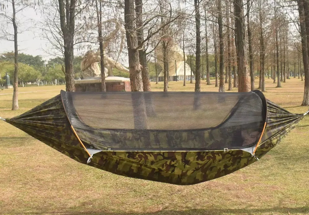 Turistinis hamakas su tinkleliu nuo uodų, pakabinama palapinė medžiui, survival 260cm 750g