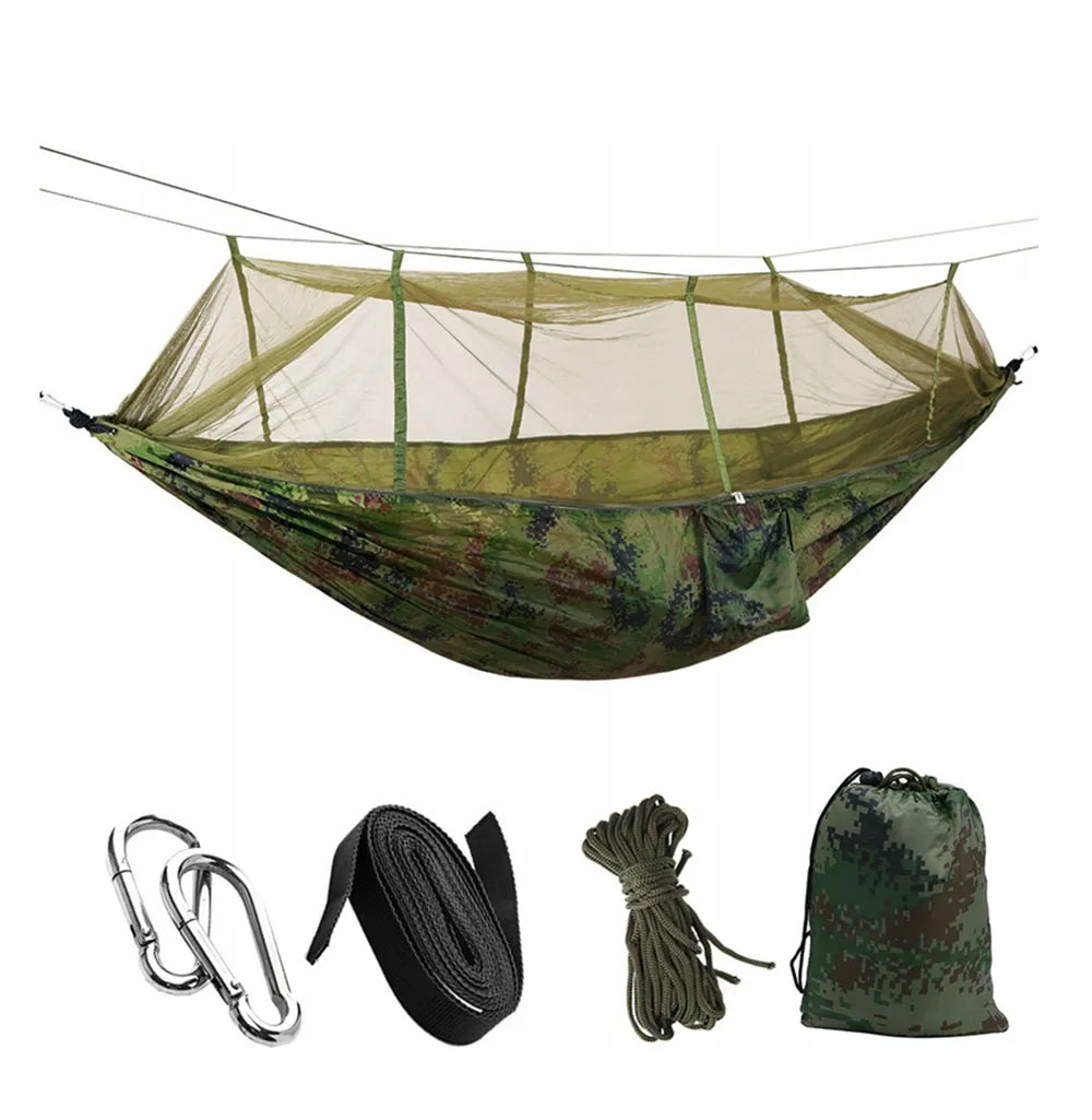 Turistinis hamakas su tinkleliu nuo uodų „Survival“