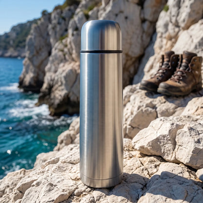 Turistinis termosas su puodeliu kavai ir arbatai vakuuminis 1L nerūdijantis plienas