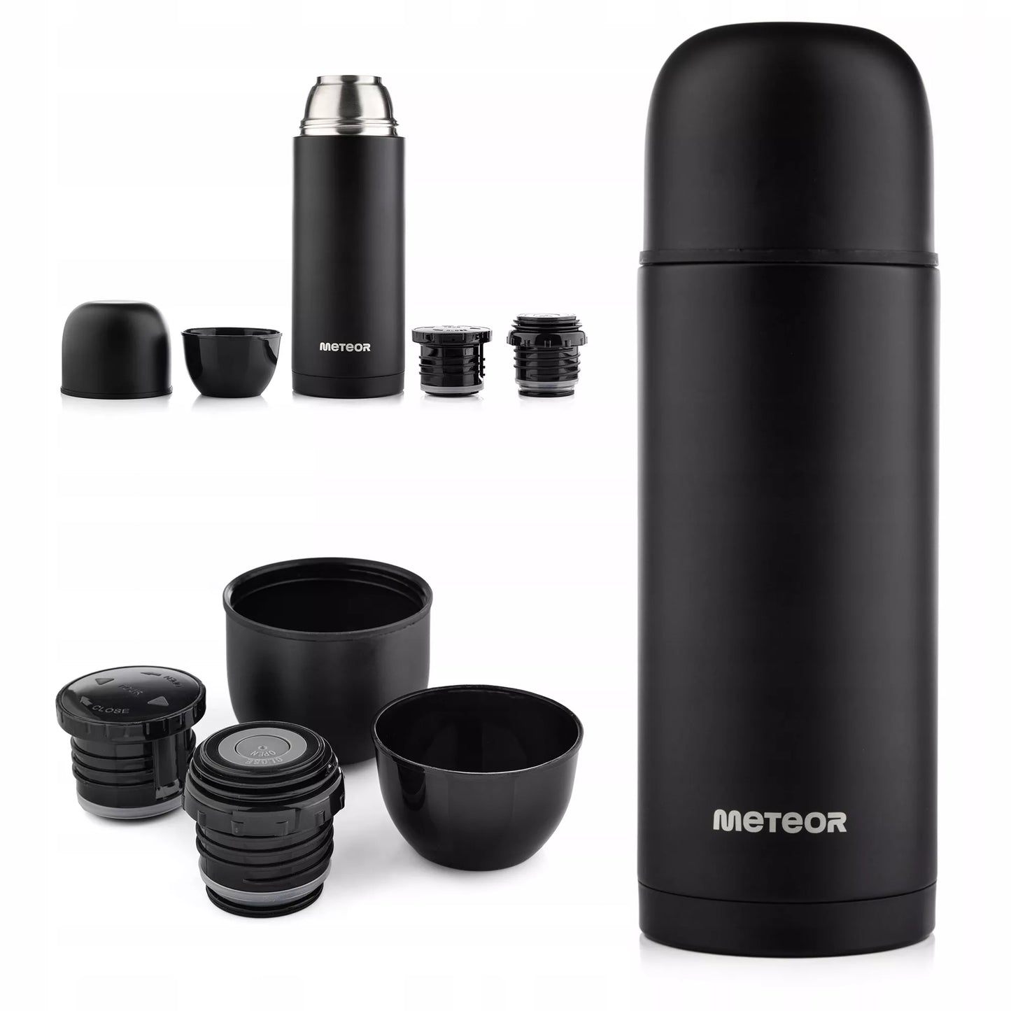 Turistinis vakuuminis termosas 750 ml Meteor, 2 puodeliai, iki 24 val.
