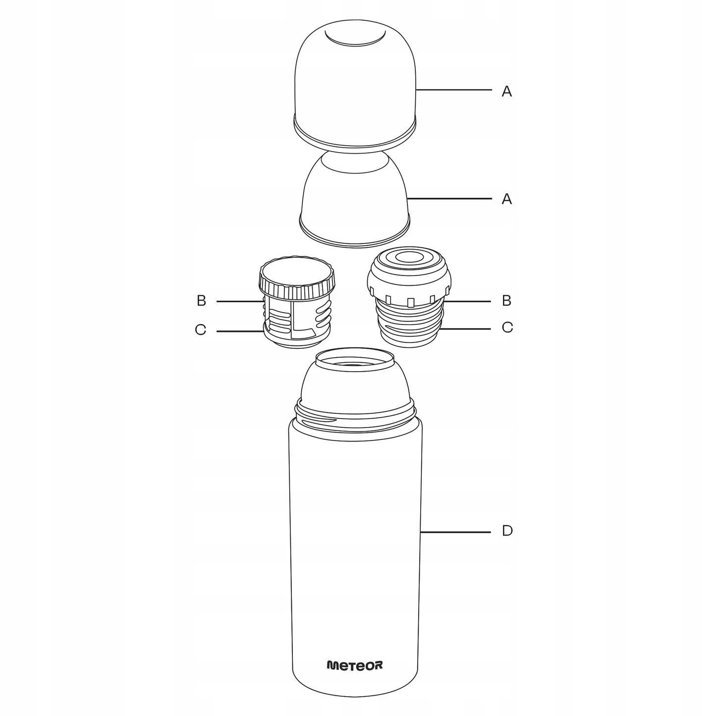 Turistinis vakuuminis termosas 750 ml Meteor, 2 puodeliai, iki 24 val.