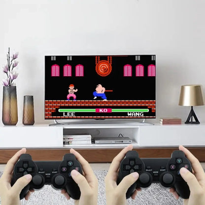 TV mini retro žaidimų konsolė HDMI belaidė su dviem pulteliais 2073 žaidimai