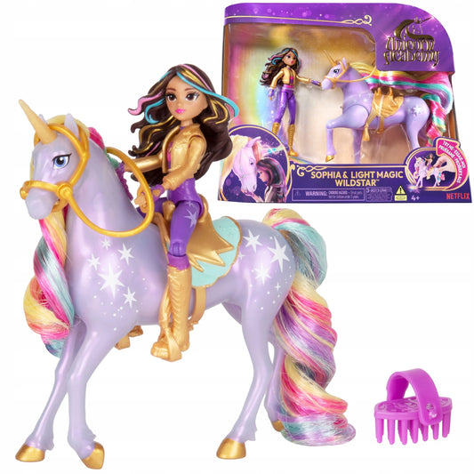 „Unicorn Academy“ rinkinys: lėlė Sophia ir šviečiantis vienaragis Wildstar