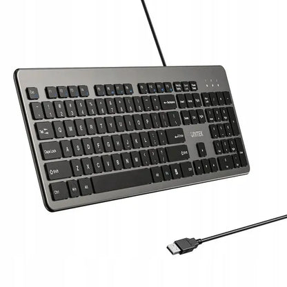 UNITEK SlimTap lengva laidinė biuro klaviatūra USB-A pilka pilka