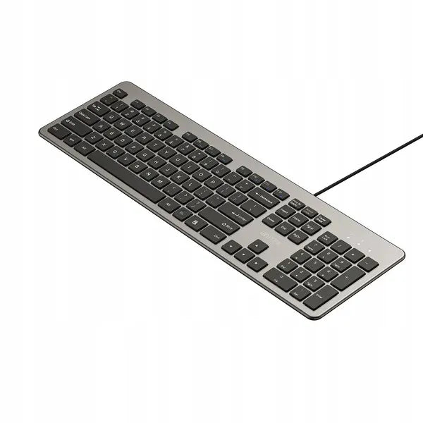 UNITEK SlimTap lengva laidinė biuro klaviatūra USB-A pilka pilka