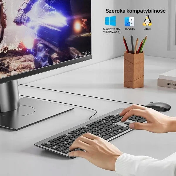 UNITEK SlimTap lengva laidinė biuro klaviatūra USB-A pilka pilka
