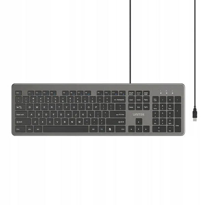 UNITEK SlimTap lengva laidinė biuro klaviatūra USB-A pilka pilka