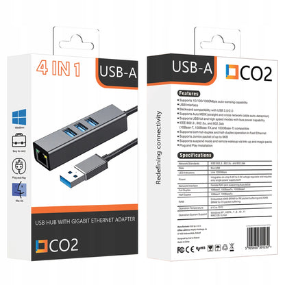 USB į Ethernet adapteris, tinklo plokštė, LAN šakotuvas, USB Gigabit RJ45