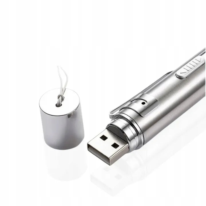 USB įkraunamas 3 viename lazerinis žaislas katėms su UV ir žibintuvėlio režimais