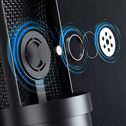 USB kondensatorinis mikrofonas žaidimams – su pop filtru ir stoveliu