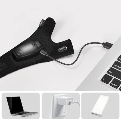 USB LED pirštinės su žibintuvėliu, įkraunamos USB