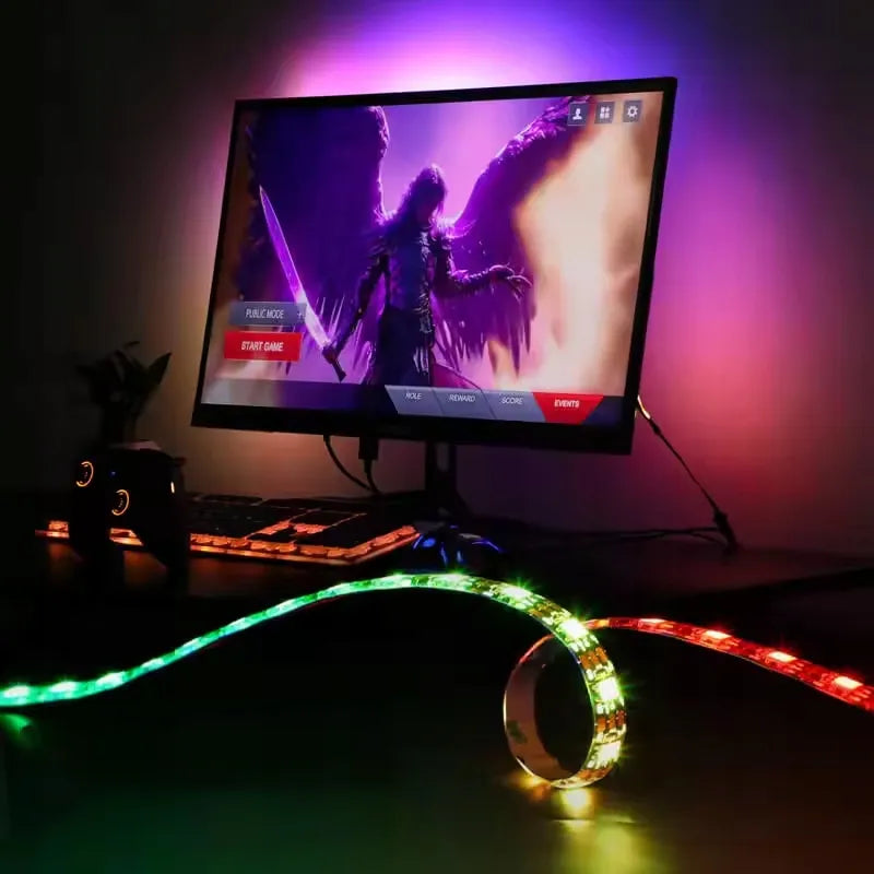 USB RGBIC LED juostos rinkinys PC Ambient ekrano sinchronizacijai 27" žaidėjams