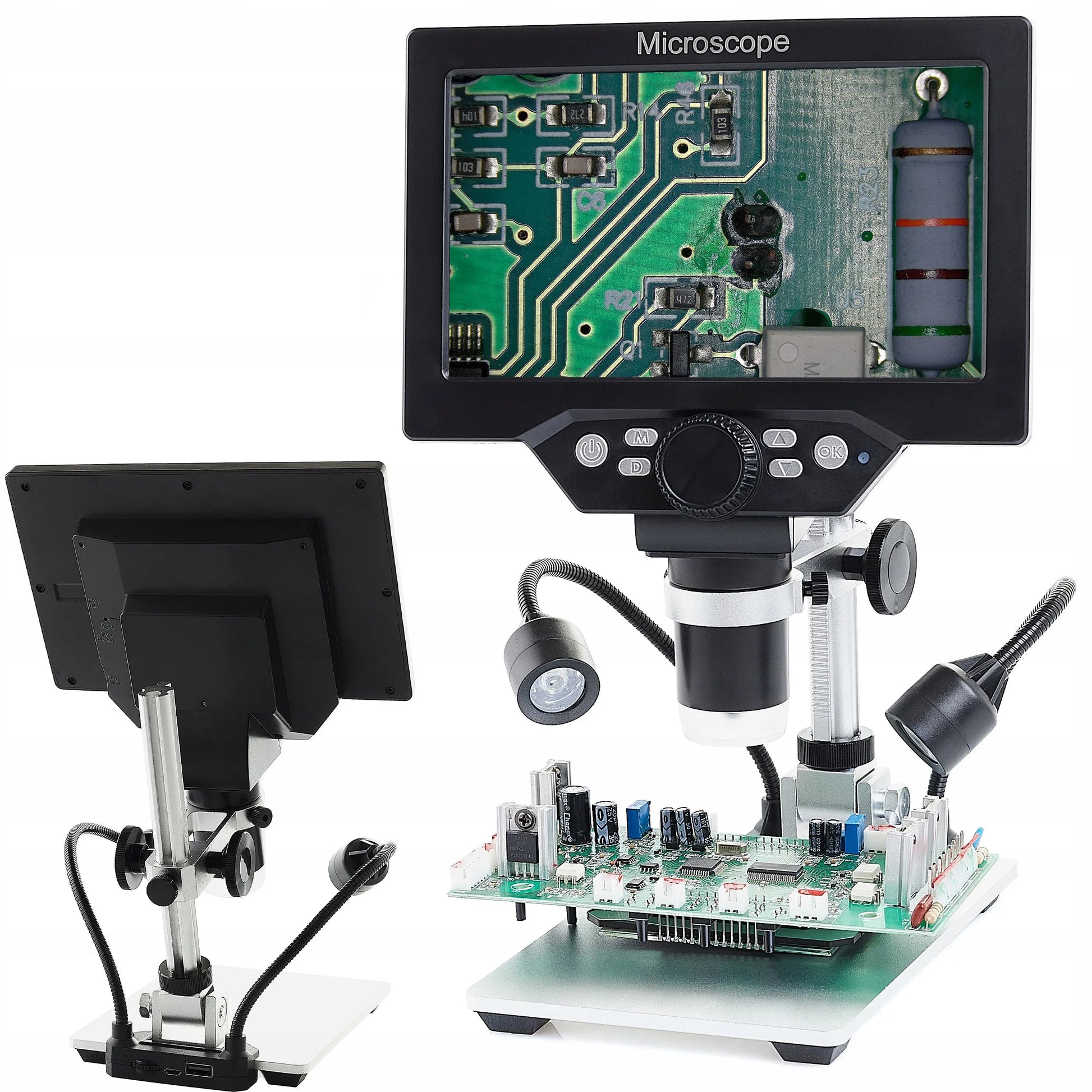 USB skaitmeninis mikroskopas mokymuisi, HD 1080P LCD ekranas, 12MP, 8xLED, 1200x priartinimas