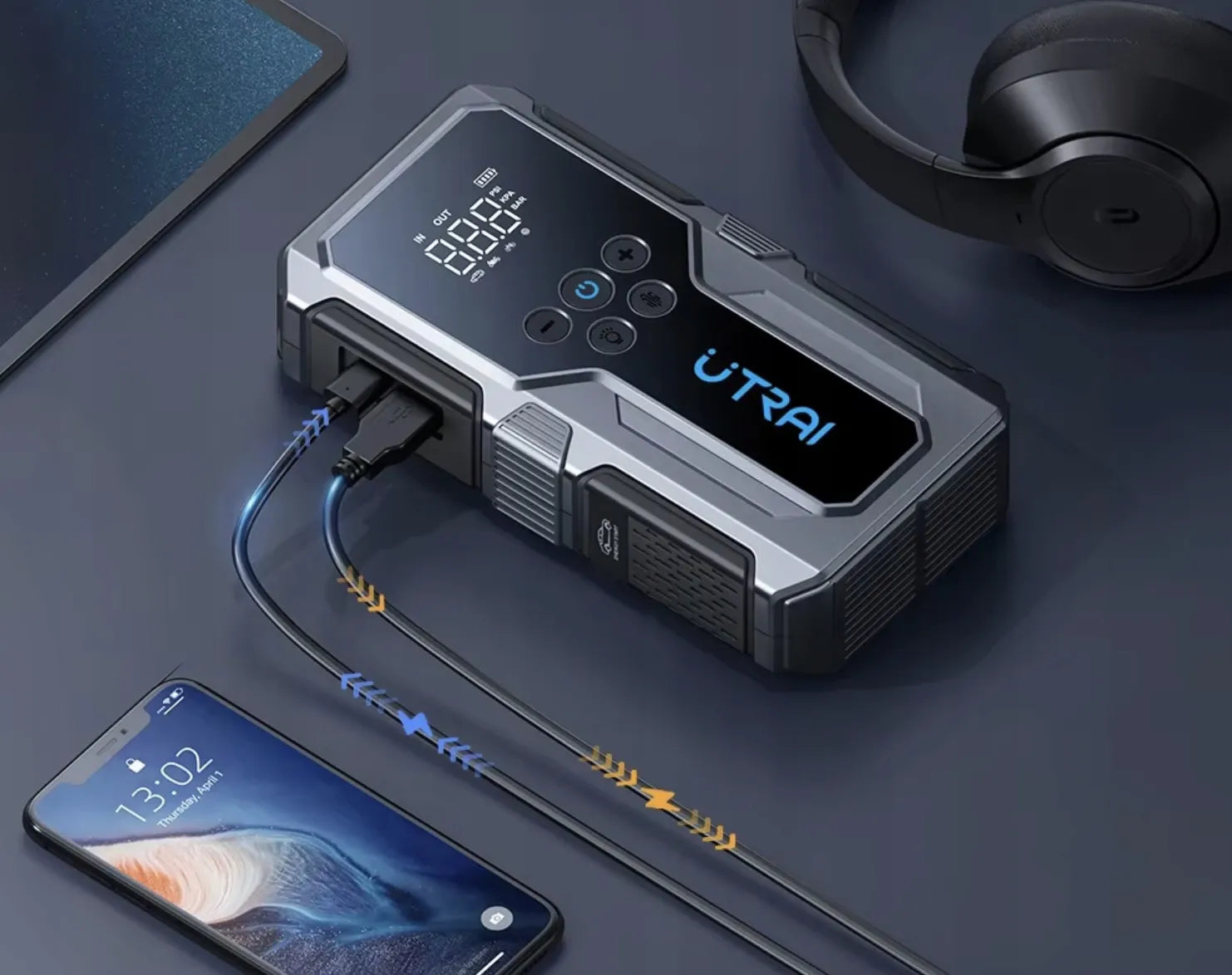 UTRAI JSTAR 9 automobilinis paleidiklis (boosteris) su kompresoriumi 1500A 10 BAR