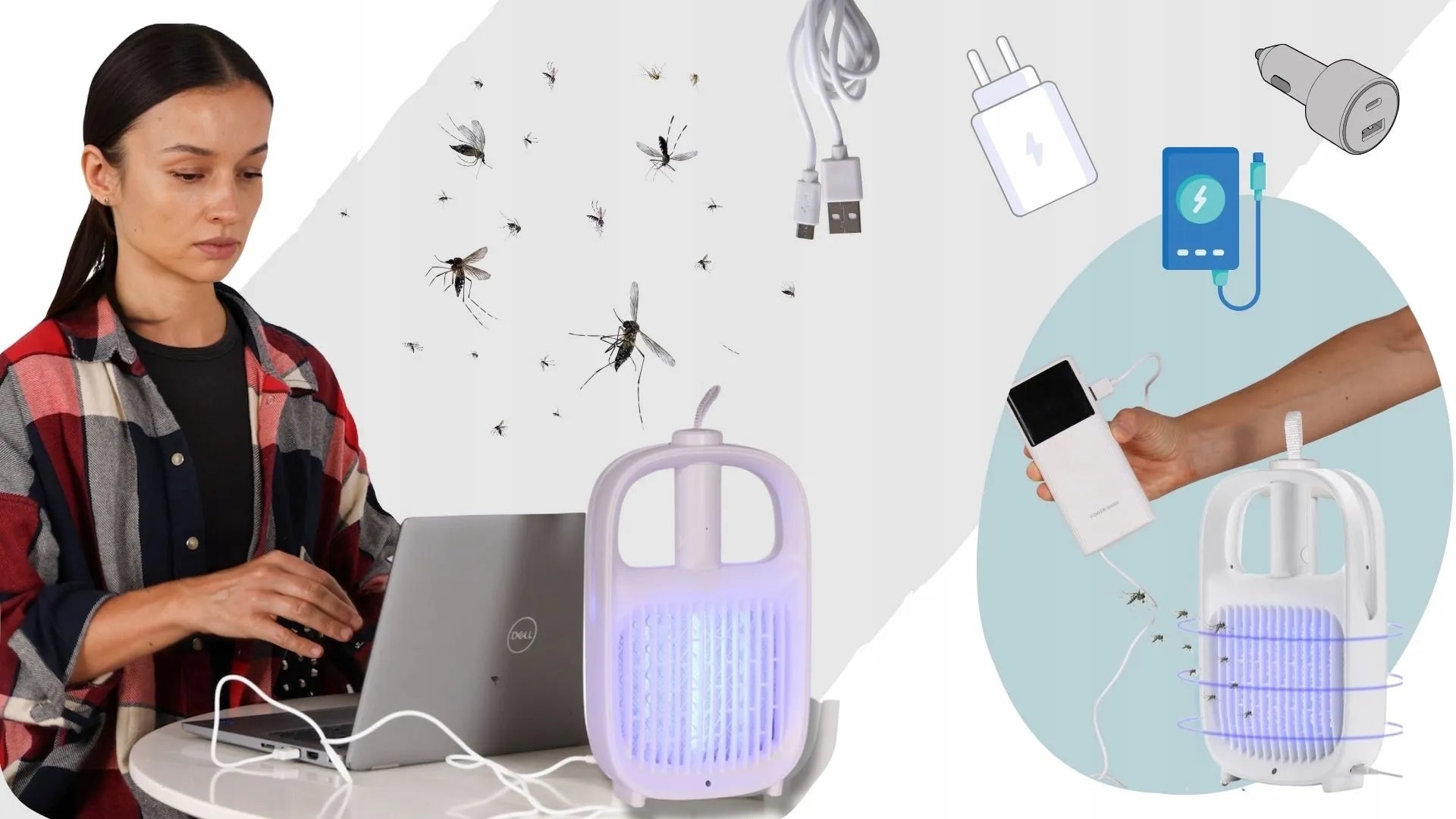 UV lempa nuo uodų ir musių su elektriniu muštuku USB