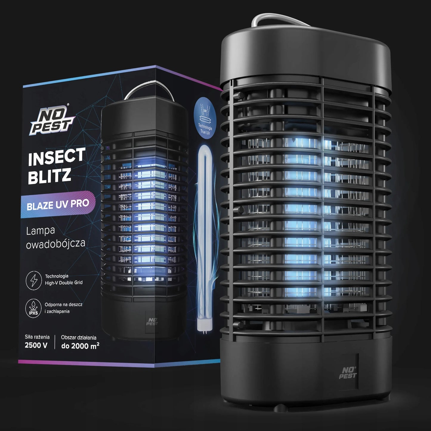 UV vabzdžių gaudyklė nuo uodų, musių, kandžių ir kitų vabzdžių NO PEST 2500V UV PRO didelė XL