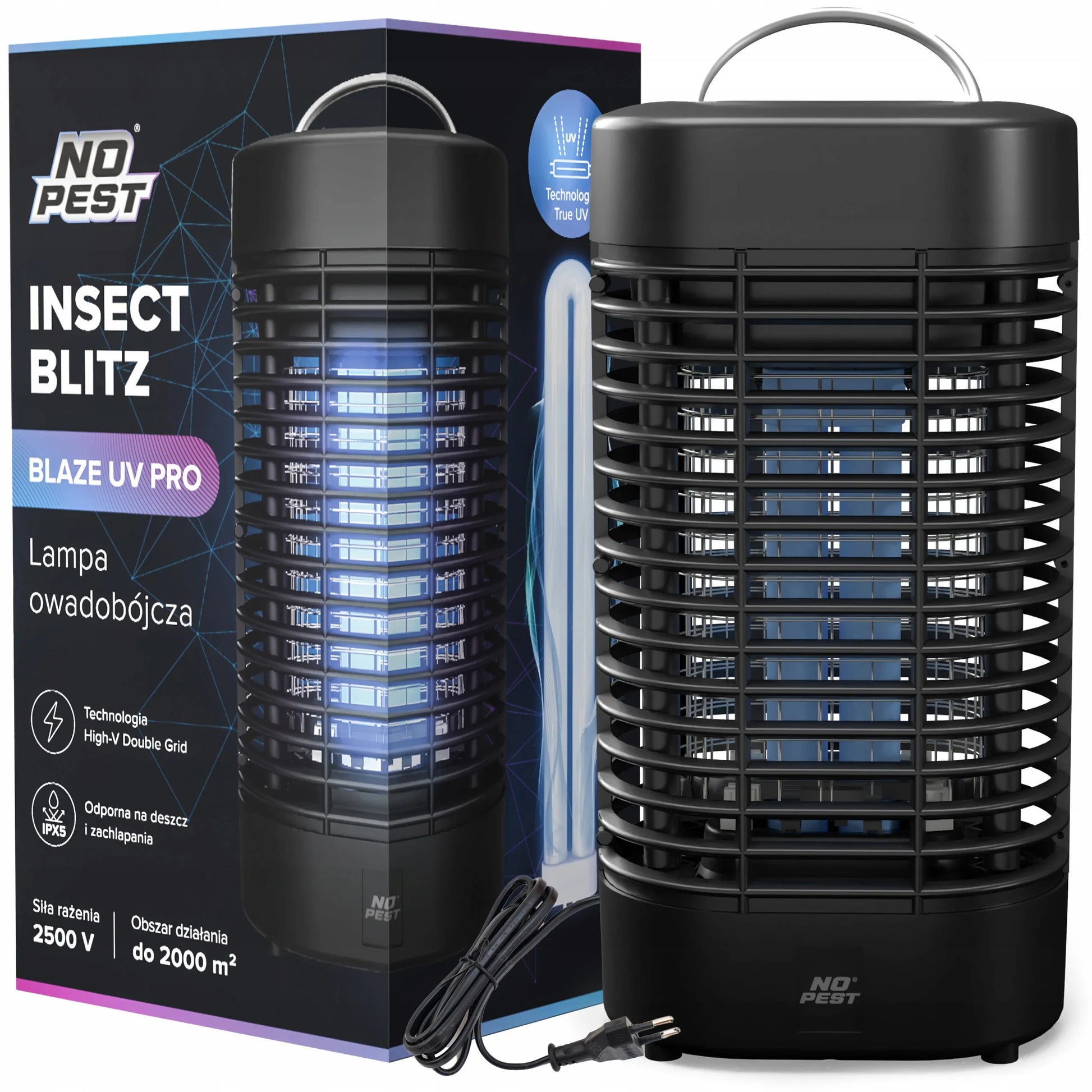 UV vabzdžių gaudyklė nuo uodų, musių, kandžių ir kitų vabzdžių NO PEST 2500V UV PRO didelė XL